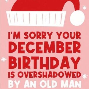 Holiday Greeting Birthday Card - Red and Pink